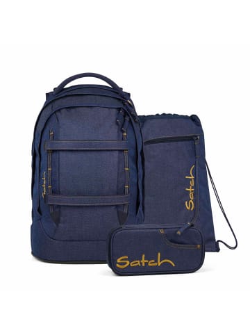 Satch Satch pack Schulrucksack Set Denim Blue