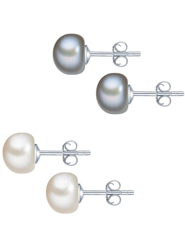 Valero Pearls 2er Set Ohrstecker Sterling Silber Süßwasser-Zuchtperle weiß silber in multicolor