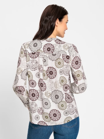 WITT WEIDEN Langarmbluse in ecru-burgund-bedruckt