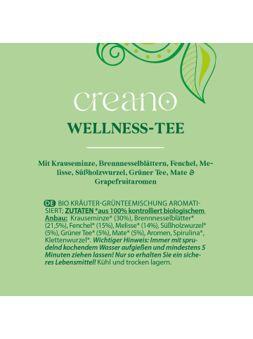 Creano "Calm Down" 60x Bio Kräuter-GewürzTee (Wellness-Tee, Sanfte-Stimmung, Abend-Tee)