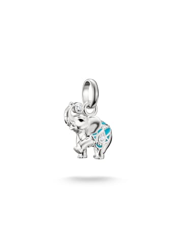 Thomas Sabo Charm-Anhänger Elefant Connect in silberfarben, weiß, türkis, schwarz