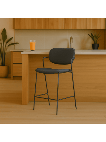 CALICOSY 2er-Set Barhocker MAIKA in Dunkelgrau - (W) 44 x (H) 66 x (L) 51 cm