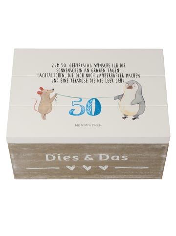 Mr. & Mrs. Panda Schatztruhe 50. Geburtstag Maus Pinguin mit Spruch in Weiß