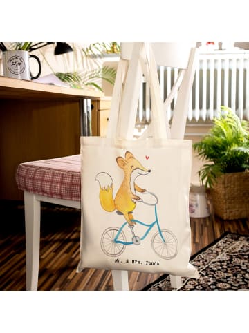 Mr. & Mrs. Panda Umhängetasche Fuchs Fahrrad fahren ohne Spruch in Creme