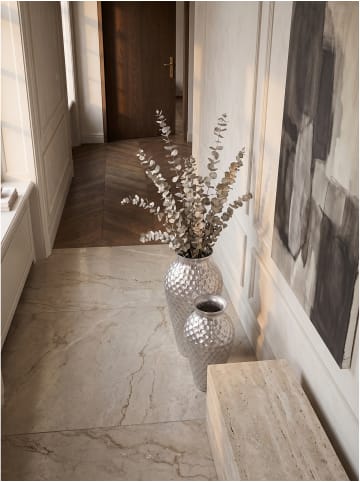 KADIMA DESIGN Vase 2er Set Aluminium, handgefertigt, fertig montiert, Modern in Silber