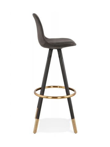 KADIMA DESIGN Barhocker Vintage Holz Mikrofaser | Retro Design in Anthrazit