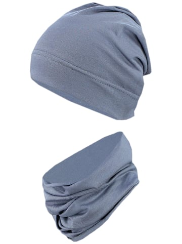 TupTam Jungen Beanie Mütze und Schlauchschal 2er Set in grau