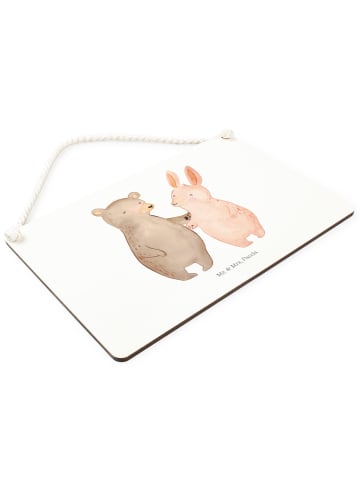 Mr. & Mrs. Panda Schild Bär und Hase Umarmen ohne Spruch in Weiß