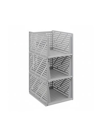 relaxdays 3 x Schrank Organizer in Grau - (B)33,5 x (H)24,5 x (T)43,5 cm