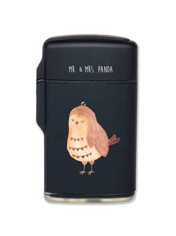 Mr. & Mrs. Panda Feuerzeug Eule Zufrieden ohne Spruch in Schwarz