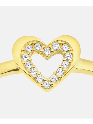 Diamant L'éternel Ring aus 375 Gelbgold mit Zirkonia Herz-Design