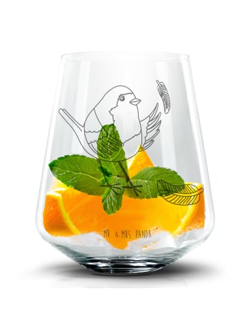Mr. & Mrs. Panda Longdrinkglas Rotkehlchen Federn ohne Spruch in Transparent