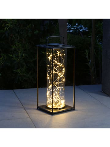 MARELIDA LED Solar Laterne mit Drahtlichterkette H: 49cm in schwarz