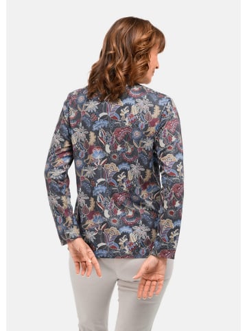 GOLDNER Weicher Herbstsweater, Reißverschluss in dunkelblau / dunkelrot / gemustert