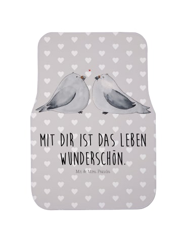 Mr. & Mrs. Panda Automatte Turteltauben Liebe mit Spruch in Grau Pastell