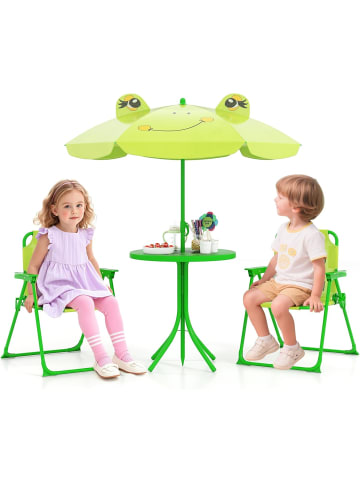 COSTWAY 4 tlg. Sitzgruppe mit Sonnenschirm Kinder Outdoor in Hellgrün