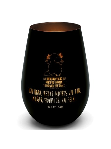 Mr. & Mrs. Panda Kerzenhalter Axolotl Hurra mit Spruch in Schwarz