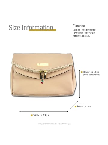 Florence Leder Schultertasche, Clutch Florence Tasche rosa ca. 24cm