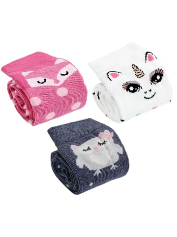 TupTam Mädchen Knielange Socken Gemustert 3er Pack in rosa/weiß