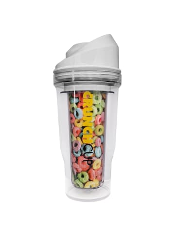 Stoneline Original CrunchCup Tragbarer Müslibecher To Go 260 + 250 ml | Weiß in Weiß