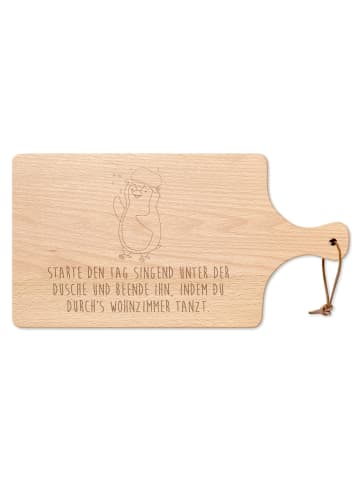 Mr. & Mrs. Panda Schneidebrett Pinguin Duschen mit Spruch in Transparent