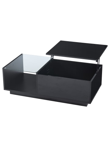 ABRIHOME LED Couchtisch mit Verstecktem Stauraum in Schwarz - (B)100 x (H)33 x (T)50 cm