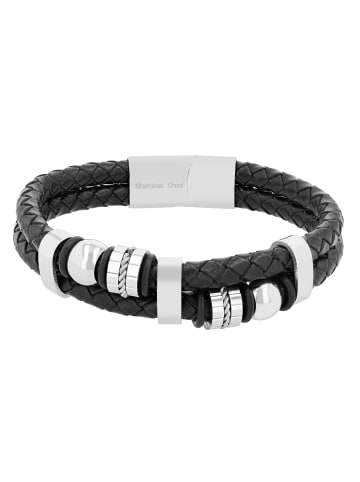 Adeliás Unisex Armband aus Leder 21,5 cm in schwarz