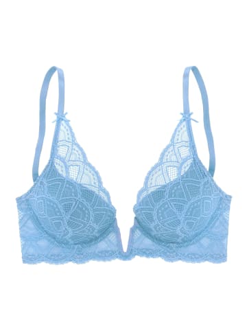 LASCANA Schalen-BH mit Spitze und tiefem V-Ausschnitt in Light Blue
