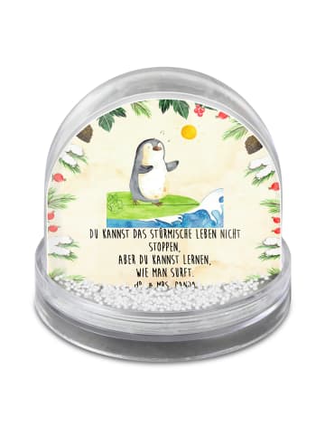 Mr. & Mrs. Panda Schneekugel Weihnachten Pinguin Surfer mit Spruch in Naturpapier