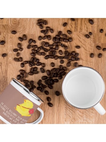 Mr. & Mrs. Panda Emaille Tasse Neuanfang Scheidung mit Spruch in Braun Pastell