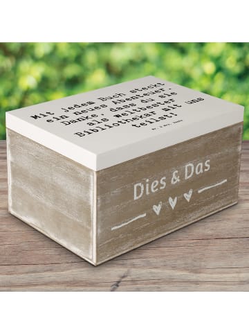 Mr. & Mrs. Panda Holzkiste Spruch Bibliothekar Abenteuer mit Spruch in Weiß