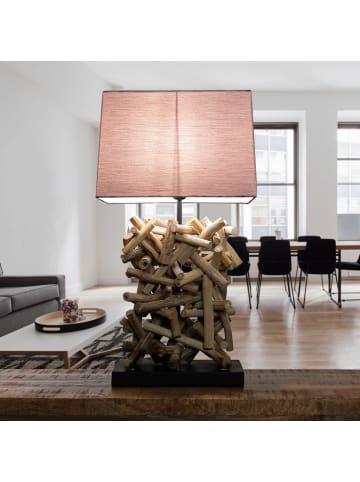 Licht-Erlebnisse Tischlampe (B)30 x (L)30 x (H)55 cm in Holz (Natur) GrauHolz (Natur) Grau