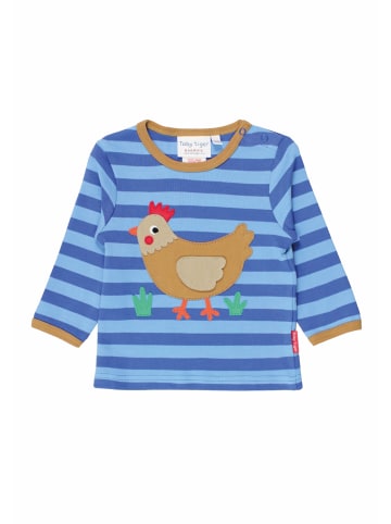 Toby Tiger Langarmshirt mit Huhn Applikation in blau