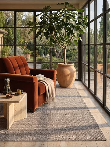 KADIMA DESIGN Teppich flachgewebt Uni flachgewebt pflegeleicht Wohnzimmer Flur in Taupe