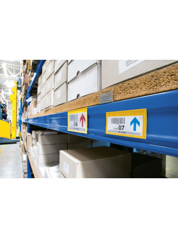 Durable Etikettentasche magnetisch 100x38mm PP dokumentenecht gelb Packung mit 50 Stück