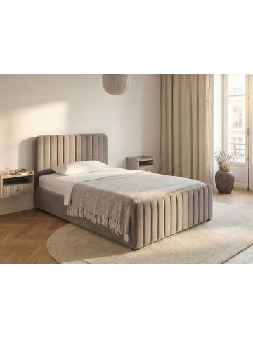 Beliani Doppelbett LUNAN in Beige/Schwarz - (W) 127 x (H) 100 x (L) 216 cm