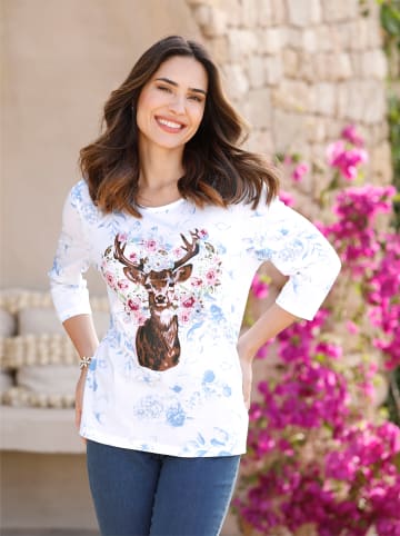 Sieh an! Rundhals-Shirt in weiß-himmelblau-bedruckt