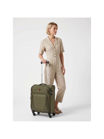 Wenger Beaumont 4 Rollen Kabinentrolley S 54 cm mit Dehnfalte olive