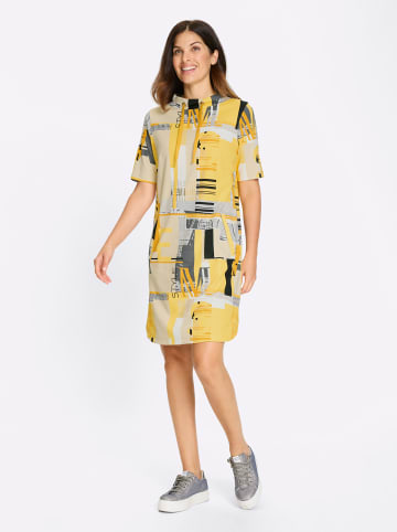 Sieh an! Sweatkleid in ocker-sand-bedruckt