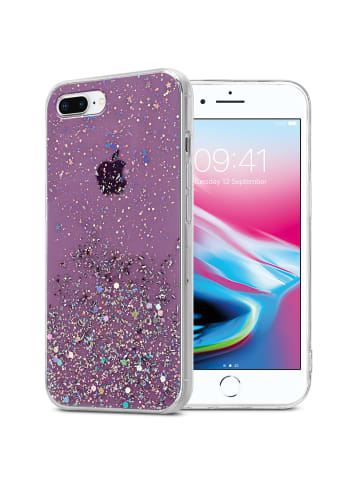 cadorabo Hülle für iPhone 7 PLUS / 7S PLUS / 8 PLUS in Lila mit Glitter