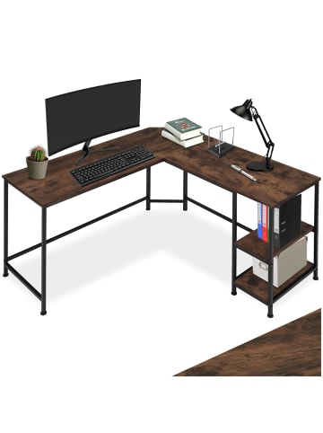 tectake Schreibtisch Hamilton 138 x 138 x 75,5 cm, Industrial Holz dunkel, rustikal