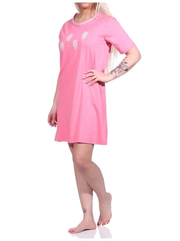 NORMANN Nachthemd kurzen Ärmeln und Luftballonprint - 74388 in pink