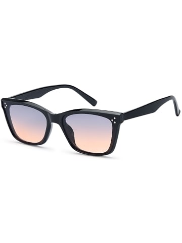 styleBREAKER Nerd Sonnenbrille in Schwarz / Grau-Apricot Getönt