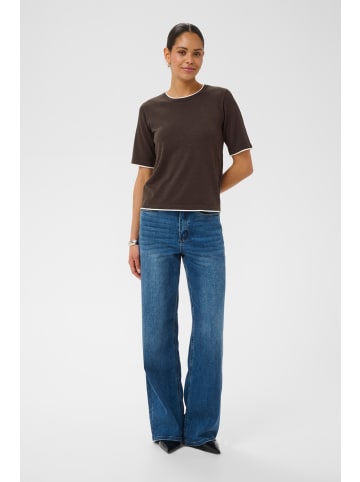 Kaffe Strickpullover KAlizza Regular fit in Seal Brown/Chalk Contrast