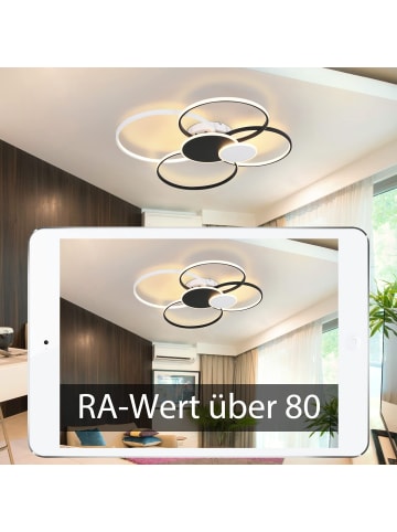 ZMH Deckenleuchte LED in schwarz 6-flammige Ring 72 W dimmbar Flurlampe L 94 cm