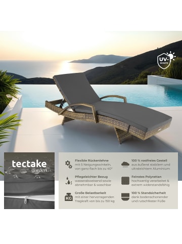 tectake Rattan Sonnenliege, bodenschonend, 190 x 71 x 34 – 74,5 cm