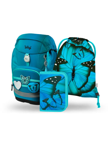 BAAGL 3-tlg. Set: Schulrucksack Airy Plus in Blau Butterfly