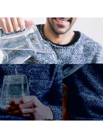 Mr. & Mrs. Panda Glas Capybara Blume mit Spruch in Transparent