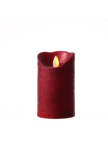 MARELIDA LED Kerze Glow glimmende Flamme Echtwachs D: 7,5cm H: 12,5cm in rot