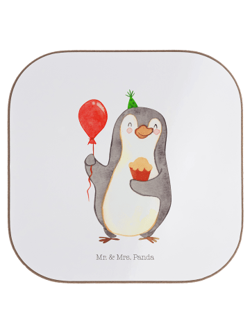 Mr. & Mrs. Panda Untersetzer Gläser Pinguin Geburtstag ohne Spruch in Weiß